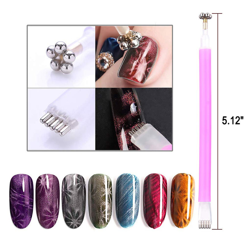 WOKOTO 6Pcs 3d Cat Eyes Magnetic UV Gel Nail Polish Pen Set Flower Ombre Design Double Head Magnet Stick Manicure DIY Tools Kit1 - BeesActive Australia