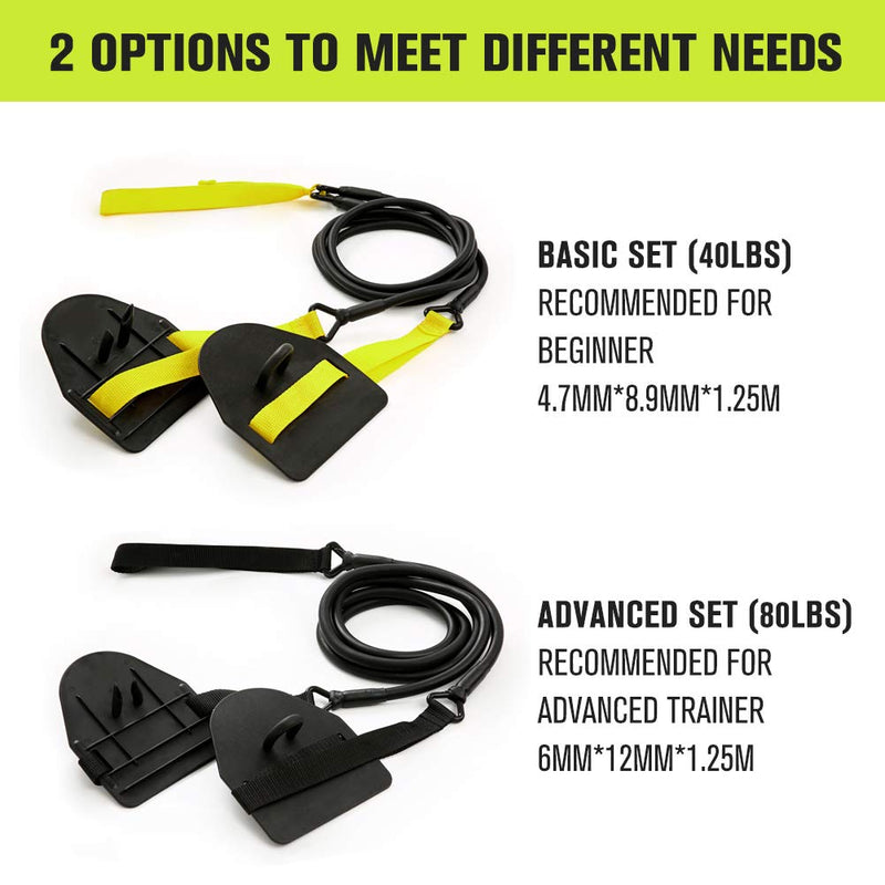Upneargo Dryland Powercord with Paddles,Swimming Arm Strength Trainer, Professional Freestyle Swimming Resistance Exercise Bands Set - BeesActive Australia