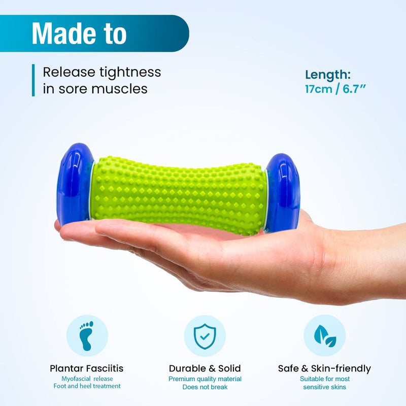 Beenax Foot Massage Roller and Hard Spiky Ball Set - Perfect for Plantar Fasciitis Recovery, Wrists and Forearms Exercise, Arm Pain, Trigger Point - Designed to Relieve Stress and Relax Tight Muscles Blue - BeesActive Australia