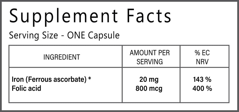SynBio Premium - Iron + Folic Capsules | Vegan Certified | Tackles Tiredness & Supports General Health | Halal | Kosher | Gelatin Free | Sugar Free | Salt Free | SOYA Free | Made in The UK - BeesActive Australia
