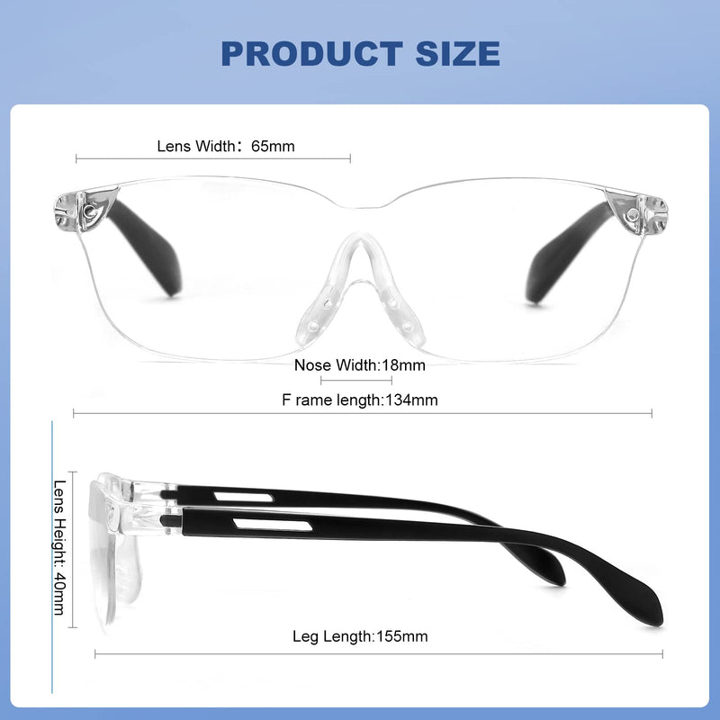 OuShiun 2-Pack Hands Free Magnifying Glasses, 160% Magnifier Glasses Great for Reading, Close Work and Crafts no lights - BeesActive Australia