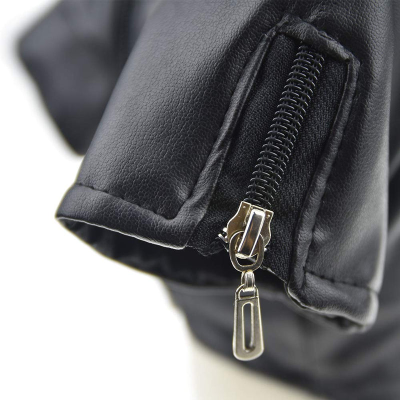 FLAdorepet Cool Dog Leather Jacket Coat Winter Warm Dog Pet Clothes for Small Dog S Black - BeesActive Australia
