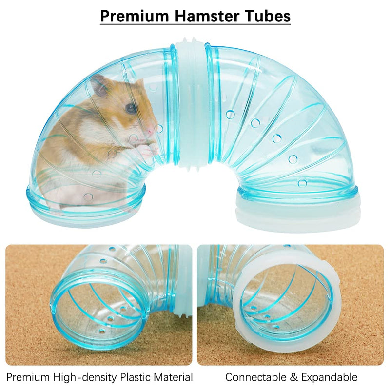 Hamster Tubes Set, FULANDL Transparent Hamster Cage Adventure External Pipe, Creative DIY Assorted Connection Tunnel Track Hamster Toys to Expand Space for Small Animals Like Hamster, Mouse-2.16In - BeesActive Australia