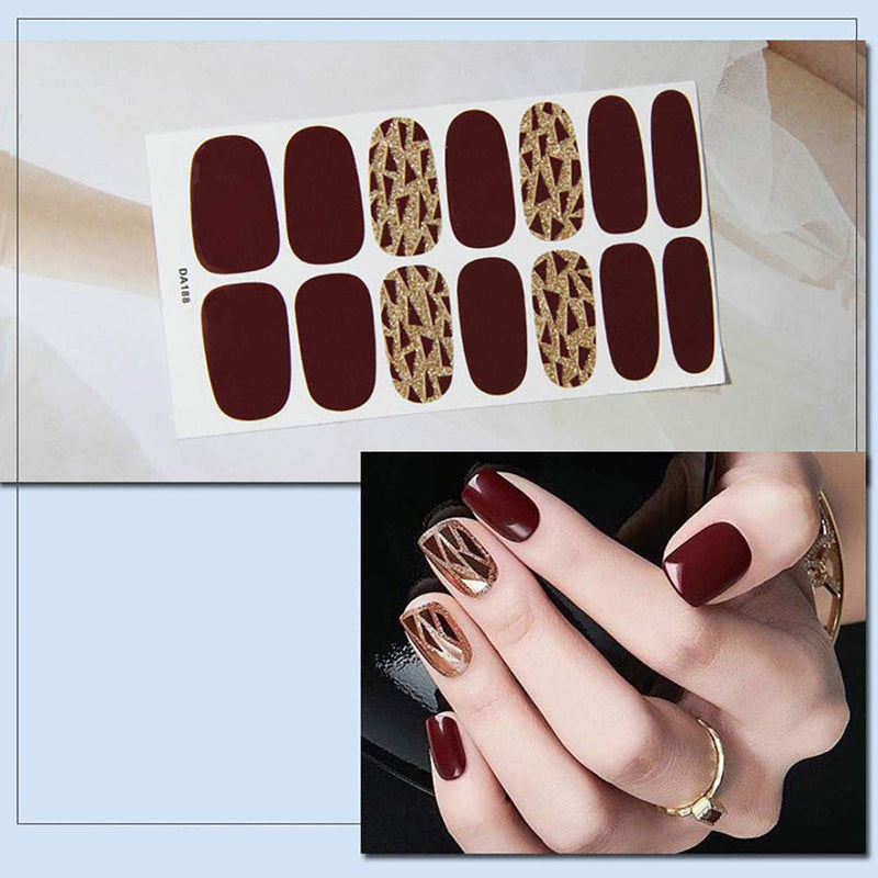 WOKOTO 15 Sheets Adhesive Nail Art Polish Stickers Tips With 1Pc Nail File Leopard Print Nail Wraps Decals Strips Set Manicure Accessories - BeesActive Australia