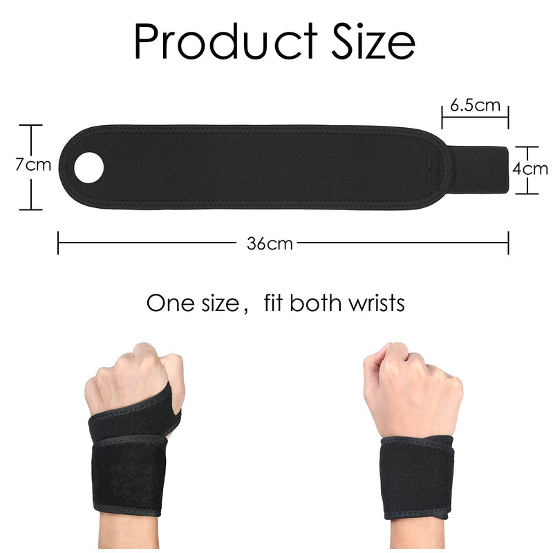 URAQT Wrist Support, 2 Pack Adjustable Wrist Strap for Men Women, Carpal Tunnel Compression Wrist Wraps for Tendonitis Pain Relief, Sports Protecting, Injury Recovery, Wrist Brace for Right&Left Hand Black - BeesActive Australia