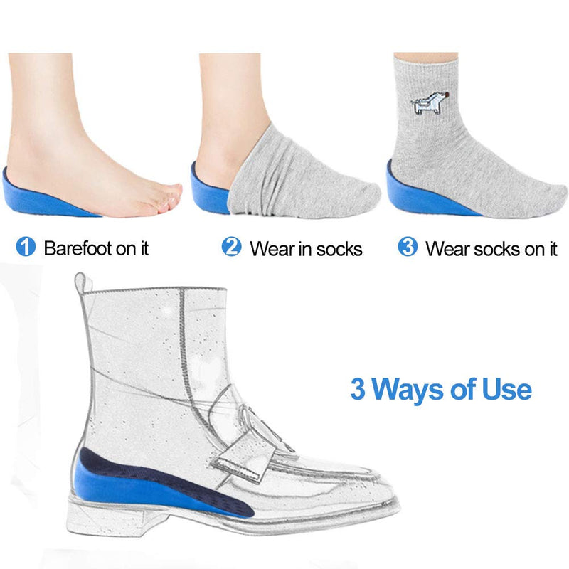 Ailaka Height Increase Insoles (Can be worn in socks), Arch Support Half Inserts Shock Absorption Heel Lifts Cushion Pads for Men & Women S Blue - BeesActive Australia