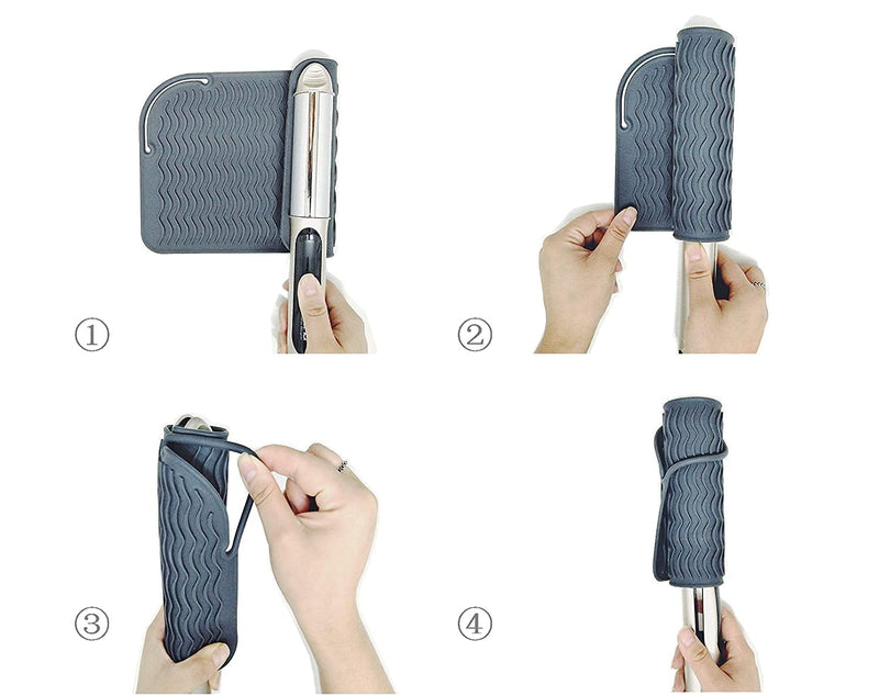 Heat Resistant Mat for Hair Straighteners, Silicone Curling Wands Mat Portable Travel Anti-Scald Mat for Flat Iron Hot Hair Salon Tools(Gray) 1-gray - BeesActive Australia