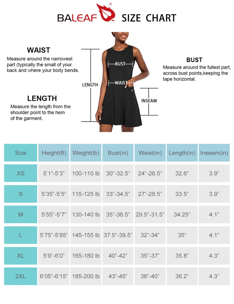 BALEAF Women's Tennis Golf Dress Sleeveless with Inner Shorts 4 Pockets for Exercise Workout Black Medium - BeesActive Australia