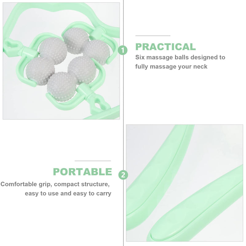 Healvian Hip Hook Neck Massage Roller Neck and Shoulder Shiatsu Deep Tissue Trigger Point Manual Self Muscle Massage Tool with Balls for Self Muscle Tension Relief Scalp Massager Green Arm Massager - BeesActive Australia