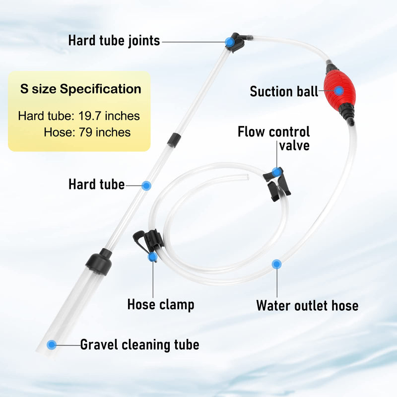 fishkeeper Fish Tank Cleaning Tools Gravel Vacuum for Aquarium, 80GPH/256GPH Fish Tank Vacuum Gravel Cleaner with Hanging Clip & Flow Control Clamp Small - BeesActive Australia