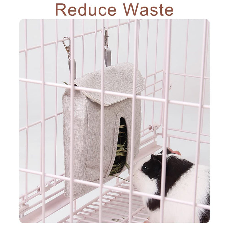ABLAZEZAI Rabbit Hay Feeder Bag, Guinea Pig Hay Feeder Storage,Sack Hay Bag Feeding Bag Hay Feeder Storage for Chinchilla Hamsters Rabbit Guinea Pig Small Animals L Grey - BeesActive Australia