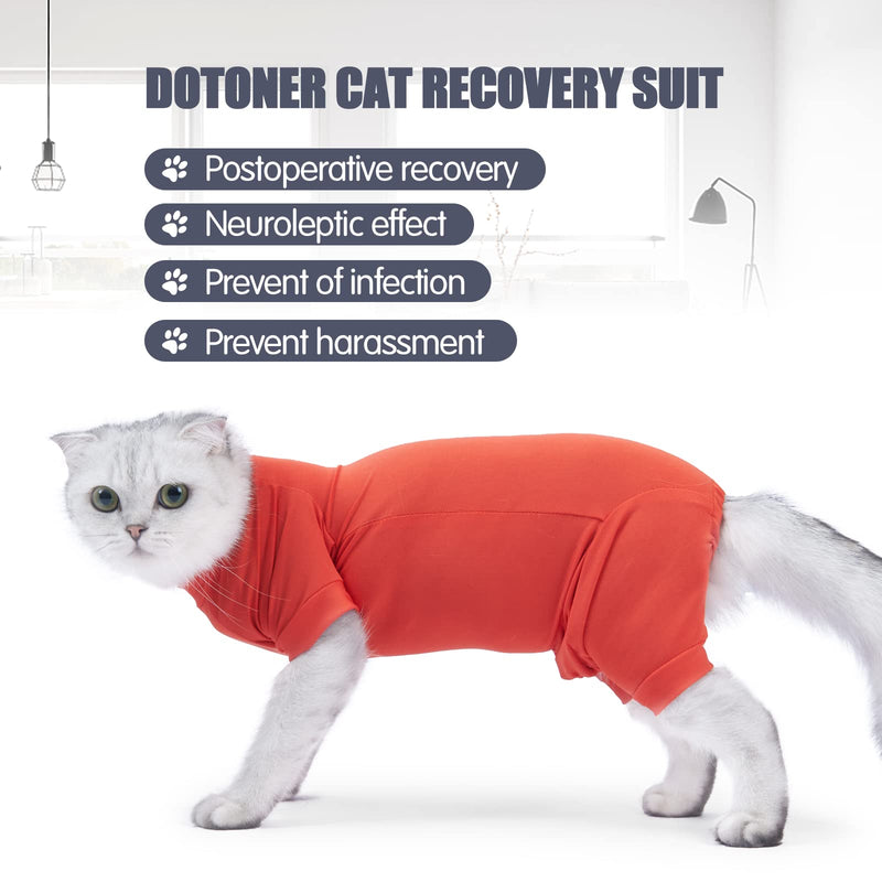 Dotoner Cat Recovery Suit After Surgery for Female Male Pet Surgical Pajamas Long Sleeve Prevent Shedding Recovery Snugly Suit&E Collar Alternative Onsies for Cats Medium Purple - BeesActive Australia