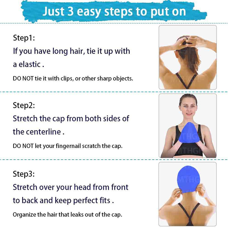 Swim Cap for Kids Girls Boys, Swimming Cap for Long Hair, 2Pack Silicone Swimmer Cap for Youths Unisex Black - BeesActive Australia