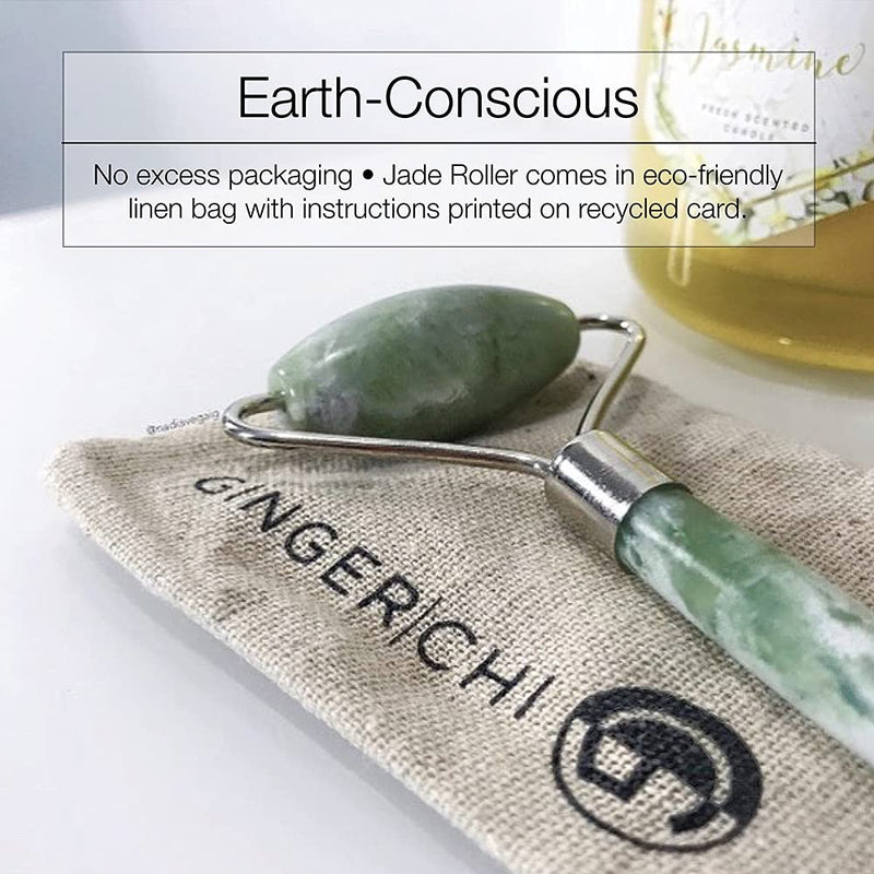 GingerChi Jade Roller for Face - 1 Pc Anti-Aging & Slimming Face Roller for Eyes, Cheeks, Forehead, & Neck, Handmade Skin Care Facial Tool Made from 100% Natural Jade - BeesActive Australia