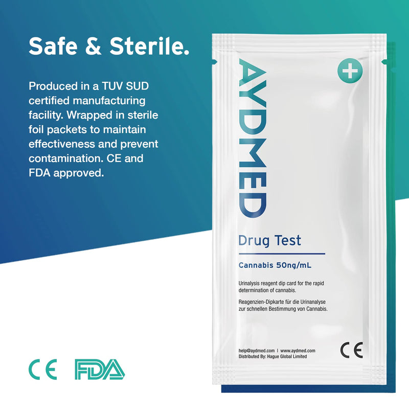 10 x Aidteq Professional Cannabis Rapid Drug Test Dip Cards | Urine Drug Tests | 50ng/mL Cut-Off Level | Test for Marijuana, Hashish, THC - BeesActive Australia