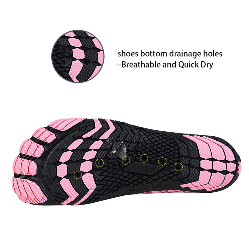 Water Shoes Mens Womens Barefoot Diving Swim Shoes Water Sports Non-Slip Aqua Shoes for Swim Pool, Beach,Hiking, Kayaking, Boating,Surfing 9 Women/6.5 Men Pink-c - BeesActive Australia