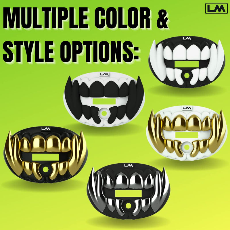 Loudmouth Football Mouth Guard - 3D Chrome Beast Football Mouthpiece, Fits Adult & Youth, Mouth Guard Football Accessories (3D Beast - Chrome Black/Gold) 3d Beast - Chrome Black / Gold - BeesActive Australia