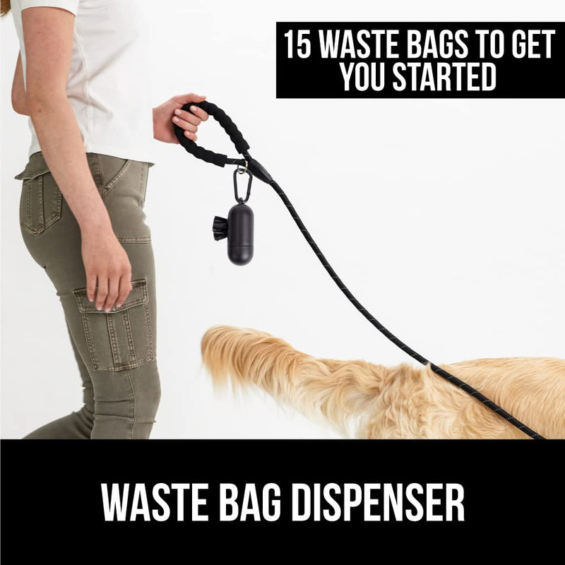 Gorilla Grip Durable Dog Leash, Soft Handle, Reflective Rope Pet Leashes for Puppy, Small and Large Dogs, Rotating Clip, Waste Bag Dispenser 5 Feet x 1/2 Inch Black - BeesActive Australia