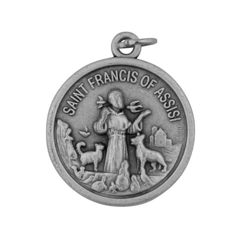 Venerare St. Francis Pet Medal | Large Round Pet Collar Charm | A Great Gift for Pet Lovers | Comes with Different Colored Card | Christian Pet Goods (Green Card) Green Card - BeesActive Australia