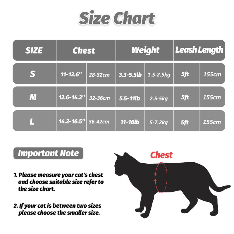 Cat Harness and Leash for Walking Escape Proof, Adjustable Cat Leash and Harness Set, Lifetime Replacement, Lightweight Kitten Harness, Easy Control Breathable Cat Vest with Reflective Strip - BeesActive Australia