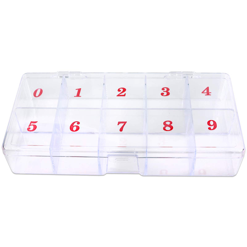 Beauticom USA Small Empty 10 Space Nail Art Tip Storage Organizer Box Case - Clear Color - For False Nail Tips, Vitamins, Accessories, 10 sections Small (10 Sections with #0-9) - BeesActive Australia