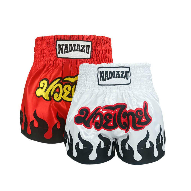 [AUSTRALIA] - NAMAZU Muay Thai Shorts for Men and Women, High Grade MMA Gym Boxing Kickboxing Shorts. 1white S- FIT WAIST 24"-26" 