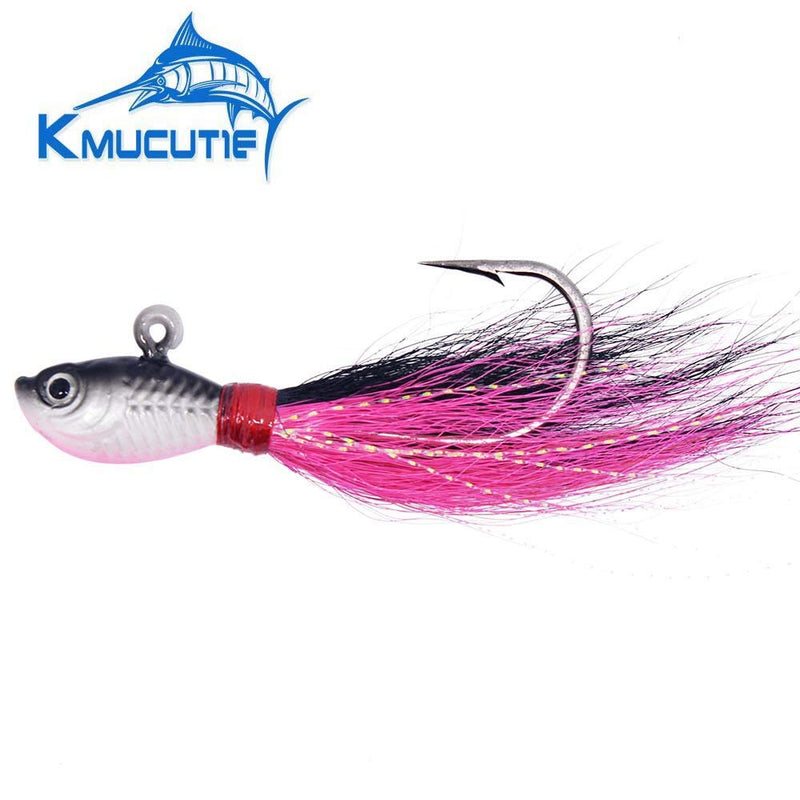 [AUSTRALIA] - kmucutie New 3D Eyes Bucktail Jigs Super Glow for Saltwater 5 Pcs 56.0 Grams 