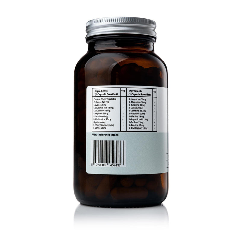 Your Fitness Tools Vegan Full Spectrum Amino Acids | 120 x Free Form Amino Acids Vegan Protein Capsule | BCAA Capsules Supports Muscle Repair, Muscle Building | Made in The UK - BeesActive Australia