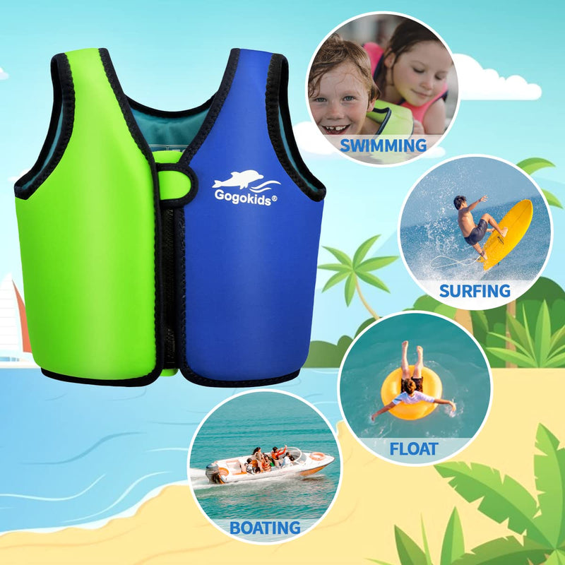 Vine Kids Swim Vest Toddler Learn-to-Swim Floatation Jackets Training Vest for Boys Girls (2-4 Years (Pack of 1), Blue and Green) 2-4 Years (Pack of 1) - BeesActive Australia