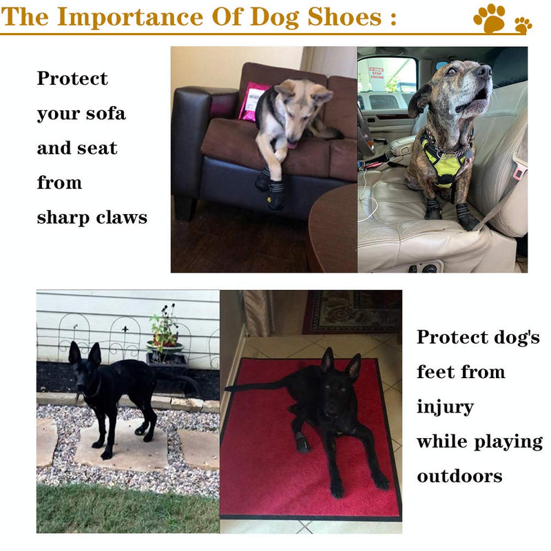 XSY&G Dog Boots,Waterproof Dog Shoes,Dog Booties with Reflective Rugged Anti-Slip Sole and Skid-Proof,Outdoor Dog Shoes for Medium Dogs 4Pcs Size 7:（3.1''x2.7'')(L*W) for 66-90 lbs Black - BeesActive Australia