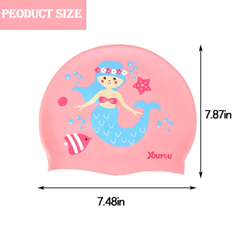 2PCS Kids Swim Cap, Kids Silicone Swimming Cap Waterproof Bathing Caps Non-Slip Cartoon Toddler Swim Hats for Short and Long Hair Kids Boys Girls Toddler - BeesActive Australia