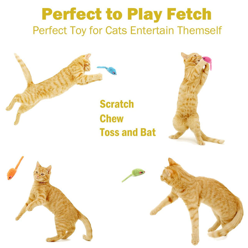 MeoHui Fur Mice Cat Toys, Rattling Catnip Cat Toys Mice, 5.5” Real Little Mice Size Cat Mouse Toys with Rattle Sound, Catnip Prefilled Cat Mice Toy for Indoor Cats Kitten Interactive Play Fetch 12PCS - BeesActive Australia