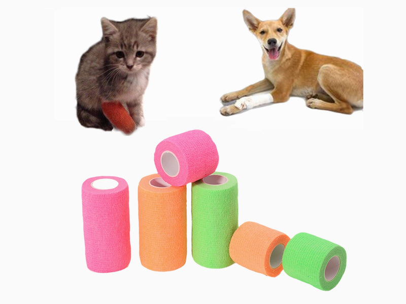 Transun Moo 6 Pack 2" x 5 Yards Self Adhesive Bandage Wrap Breathable Cohesive Vet Wrap for Pets, Elastic Self-Adherent Tape for Sports, Wrist, Ankle ( Mixed Colors) 2 Inch (Pack of 6) - BeesActive Australia