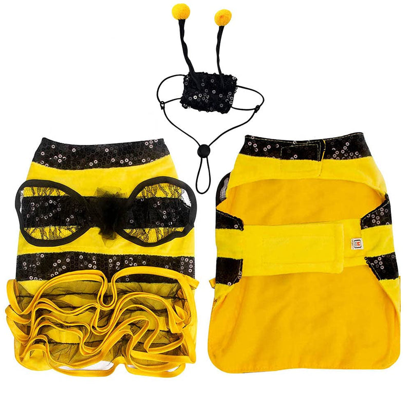 Dog Bee Costume Halloween Costumes for Dogs, Halloween Bee Dog Costume Pet Bumblebee Dress Costume, Dog Bumblebee Costume Funny Pet Halloween Outfit with Cap for Small Medium Large Dogs Cats - BeesActive Australia