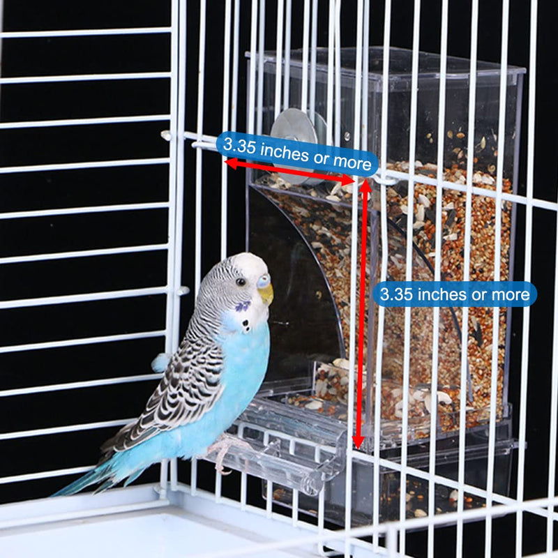 Hamiledyi No Mess Bird Feeders Automatic Parrot Feeder Drinker Acrylic Seed Food Container Parakeet Water Dispenser Cage Accessories for Lovebirds Budgies Canary Finch Transparent Bird Feeder with 5 Chew Balls - BeesActive Australia