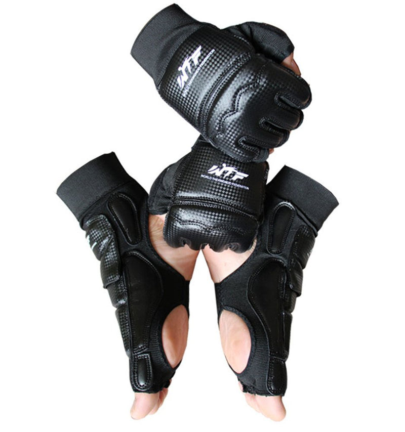 [AUSTRALIA] - Wonzone Taekwondo Boxing Foot Protector Gear Martial Arts Training Sparring Gear Muay Thai Kung Fu Tae Kwon Do Feet Protector TKD Foot Gear Support for Men Women Kids Black Large 