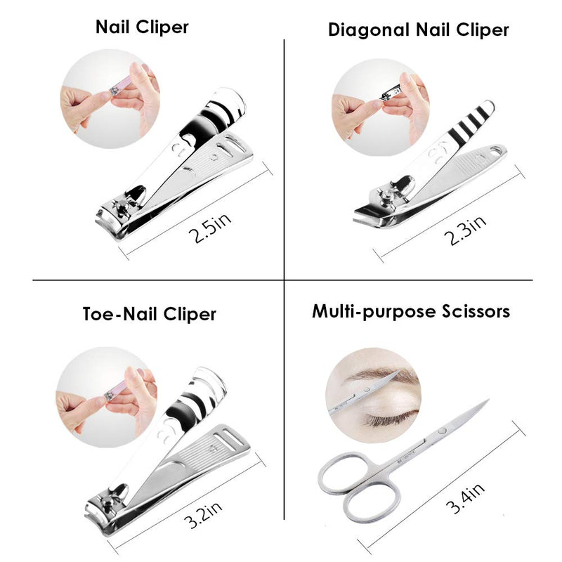 Manicure Pedicure Set Nail Clipper, UOWGA 17 Piece Stainless Steel Tools for Nail Grooming Cutter Kit Gift for Men/Women Includes Cuticle Remover with Portable Travel Case - BeesActive Australia