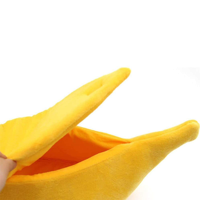 SEIS Winter Cat Banana Bed Dog House Warm Boat Pet Sleep Nest Cotton Cushion Coral Fleece Dog Pad Cat Mat Medium - BeesActive Australia