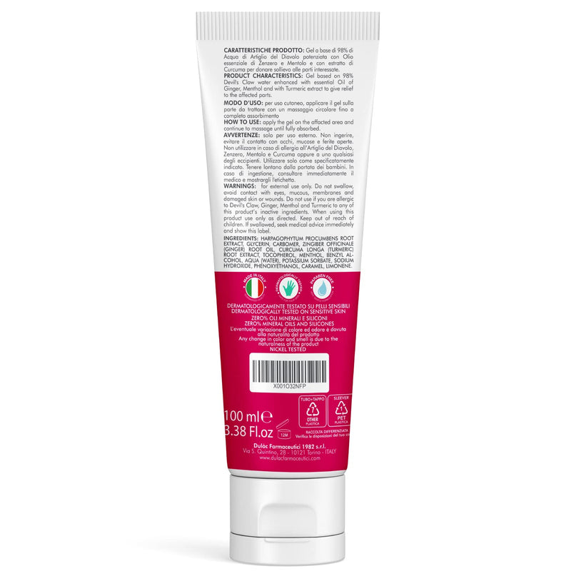 Devil's Claw Gel 98% Extra Strong, 100 ml, Made in Italy for Massage to Joints and Muscles, Natural Formula and Dermatologically Tested on Sensitive Skin - Dul�c Pharma 100 ml (Pack of 1) - BeesActive Australia