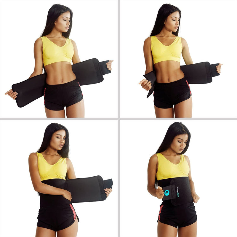 ActiveGear Waist Trimmer Belt Slim Body Sweat Wrap for Stomach and Back Lumbar Support Blue Large - BeesActive Australia