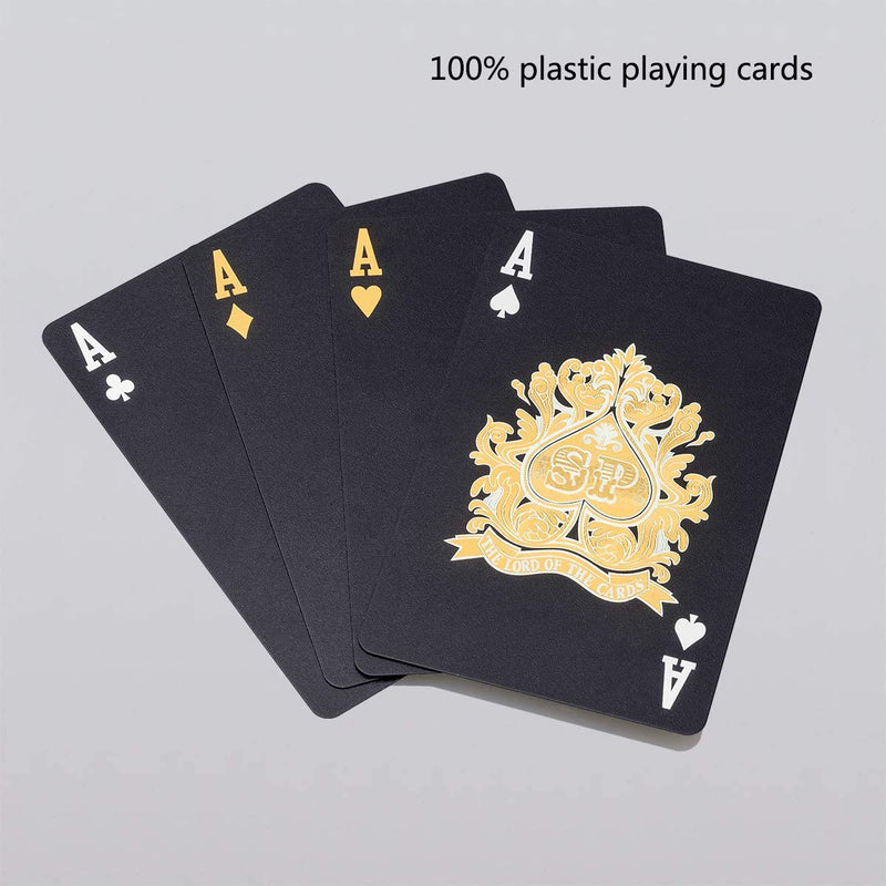 ACELION Waterproof Playing Cards, Plastic Playing Cards, Deck of Cards, Gift Poker Cards (Black) - BeesActive Australia