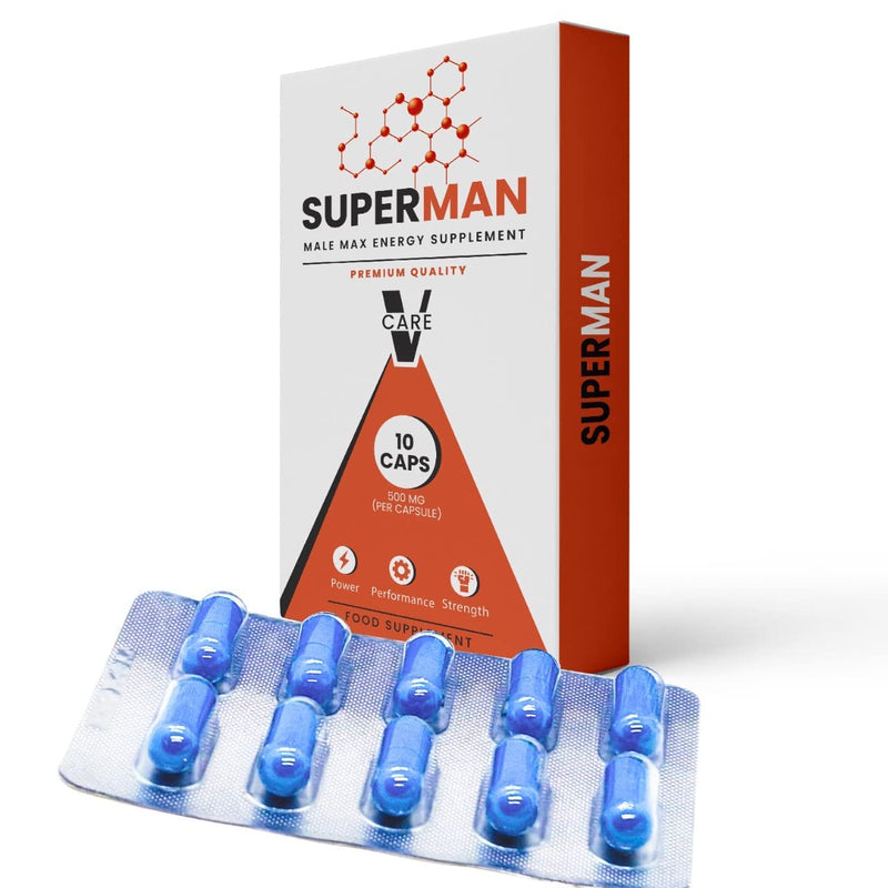 10 Super Man Blue Capsules 500mg Energy Enhancer, Endurance, Stamina & Fast Acting Supplements - BeesActive Australia