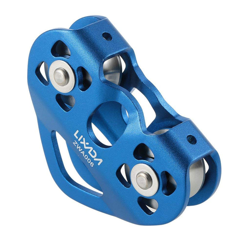 Lixada Climbing Pulley Zip Line Pulley 20kN Bearing Mobile Pulley with 25kN Screw Locking Carainber for Rigging Climbing Dark Blue - BeesActive Australia