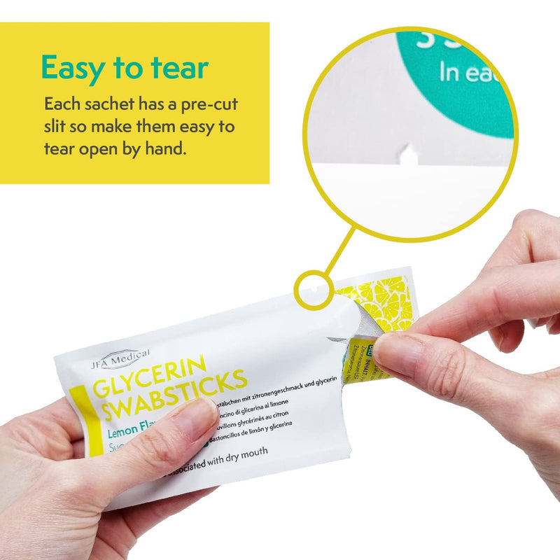 JFA Medical Glycerin Swabsticks Lemon Flavour Sugar Free Swab Sticks for Dry Mouth - Box of 75 - BeesActive Australia