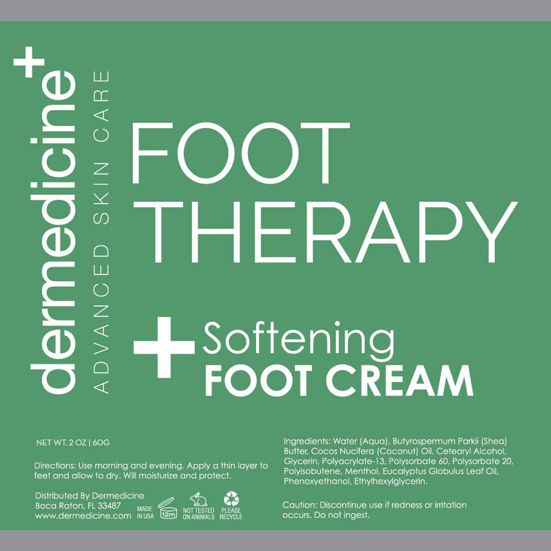 Dermedicine Softening Foot Cream | w/Coconut Oil, Shea Butter & Eucalyptus | Soothes & Nourishes Dry Feet | For Men & Women 2 oz 60g - BeesActive Australia