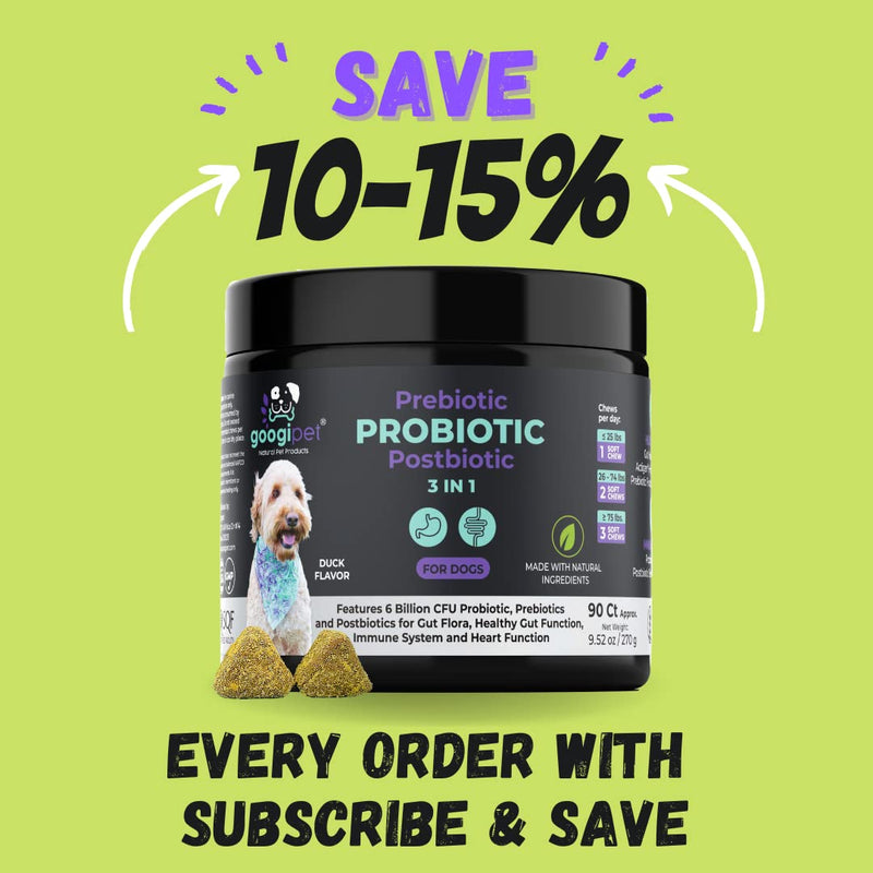 Googipet digestive probiotics for dogs - dog probiotics and digestive enzymes - All-Natural Dog Probiotic Chews W/ Prebiotics & Pumpkin, Helps Dog Diarrhea, Constipation, Digestion, Allergy & Immunity Duck - BeesActive Australia