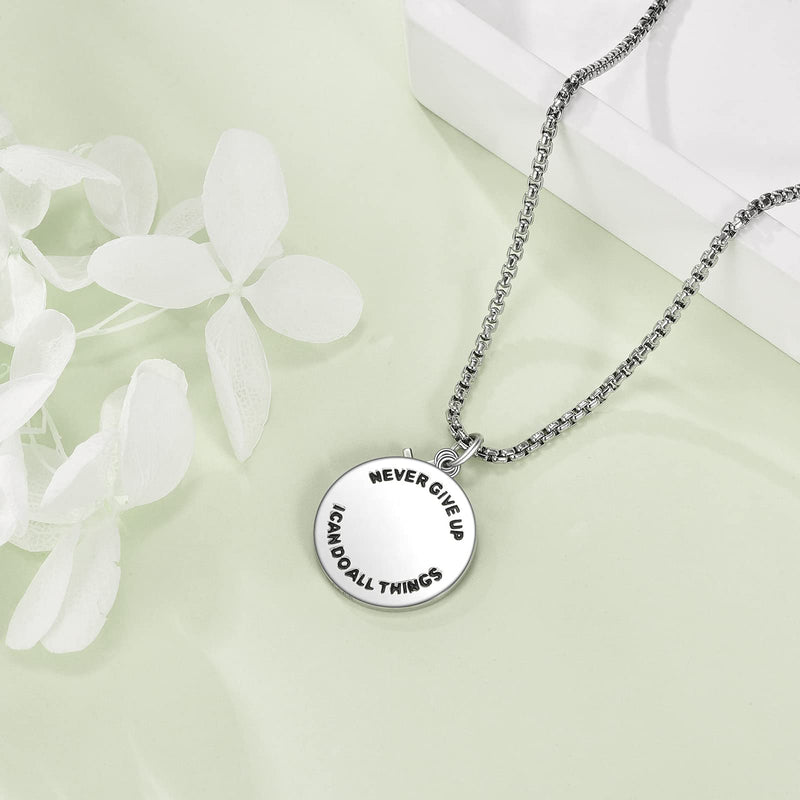 YFN Sport Necklace Sterling Silver Never Give Up I Can Do All Things Pendant Jewelry Sport Gifts for Women Men Boys Girls Baseball with Cross - BeesActive Australia