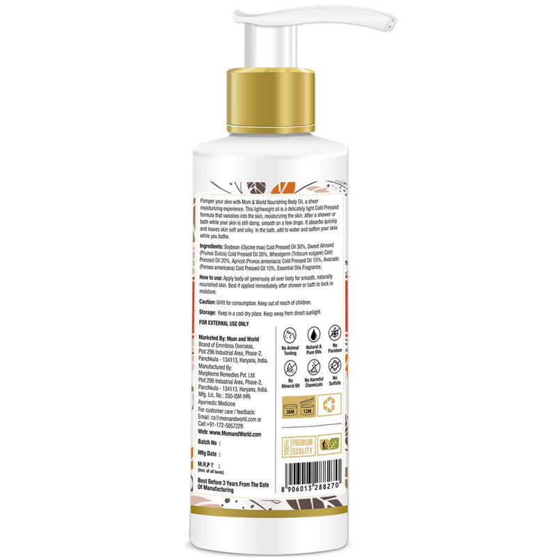 Mom & World Mother Nourishing Body Oil - 200ml - Complete Moisturising, 100% Pure Oils - No Mineral Oil - BeesActive Australia