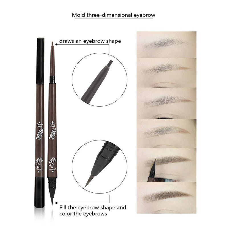 2 in 1 Eyebrow Pencil Tint 1.5mm Fine Tip Microblading Pen Waterproof 24h Long-lasting (Pack of 1) Pack of 1 Brown - BeesActive Australia