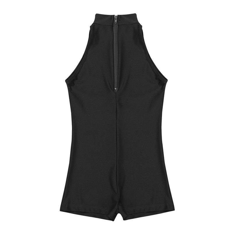 ACSUSS Kids Girls Sleeveless Zipper Back Mock Neck Ballet Gymnastics Leotard Biketard Bodysuit Jumpsuit Dancewear Black 3-4 - BeesActive Australia